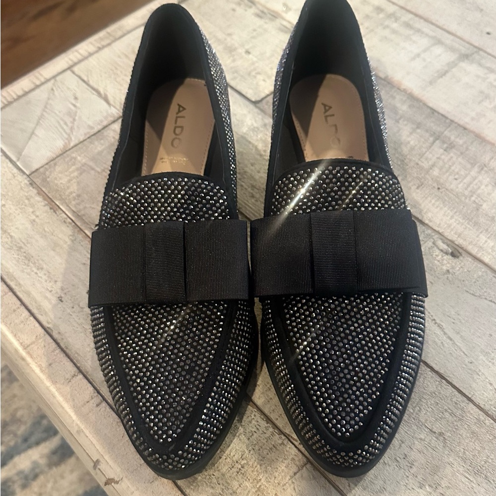 Aldo Black Studded Loafers